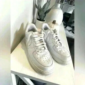 Nike Air Force 1 all white sneakers men’s size 9. NUC, some slight yellowing